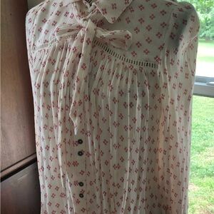 Free People Cream Top with Pink Accents